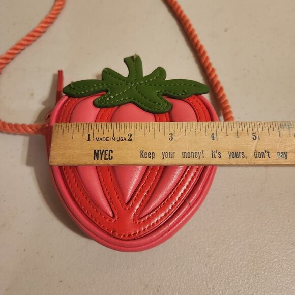 Zara Girls Cute Pink Strawberry Embroidered Crossbody purse Rope Strap Small Bag - Picture 6 of 9